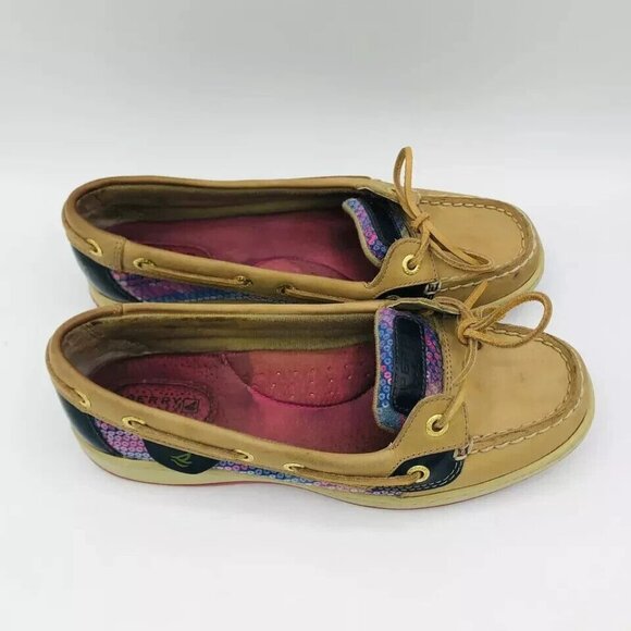 Sperry Top Sider Womens Shoes Size 6.5 M Tan Boat Shoe Angelfish Colorful Pink - Picture 2 of 11